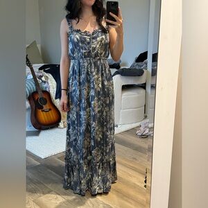 Lovestich maxi boho floral dress ruffle